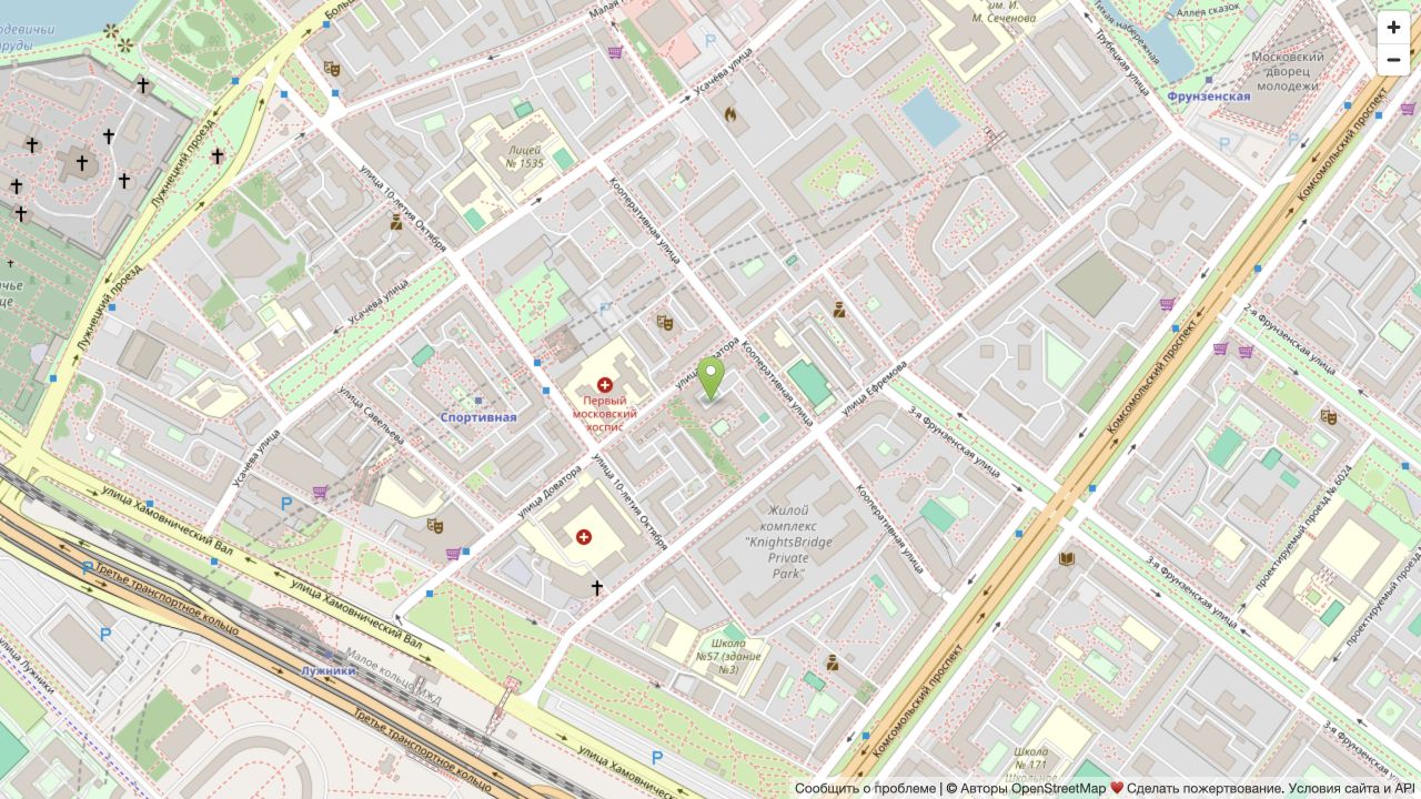 Фрагмент OpenStreetMap: Москва, улица Доватора, 9